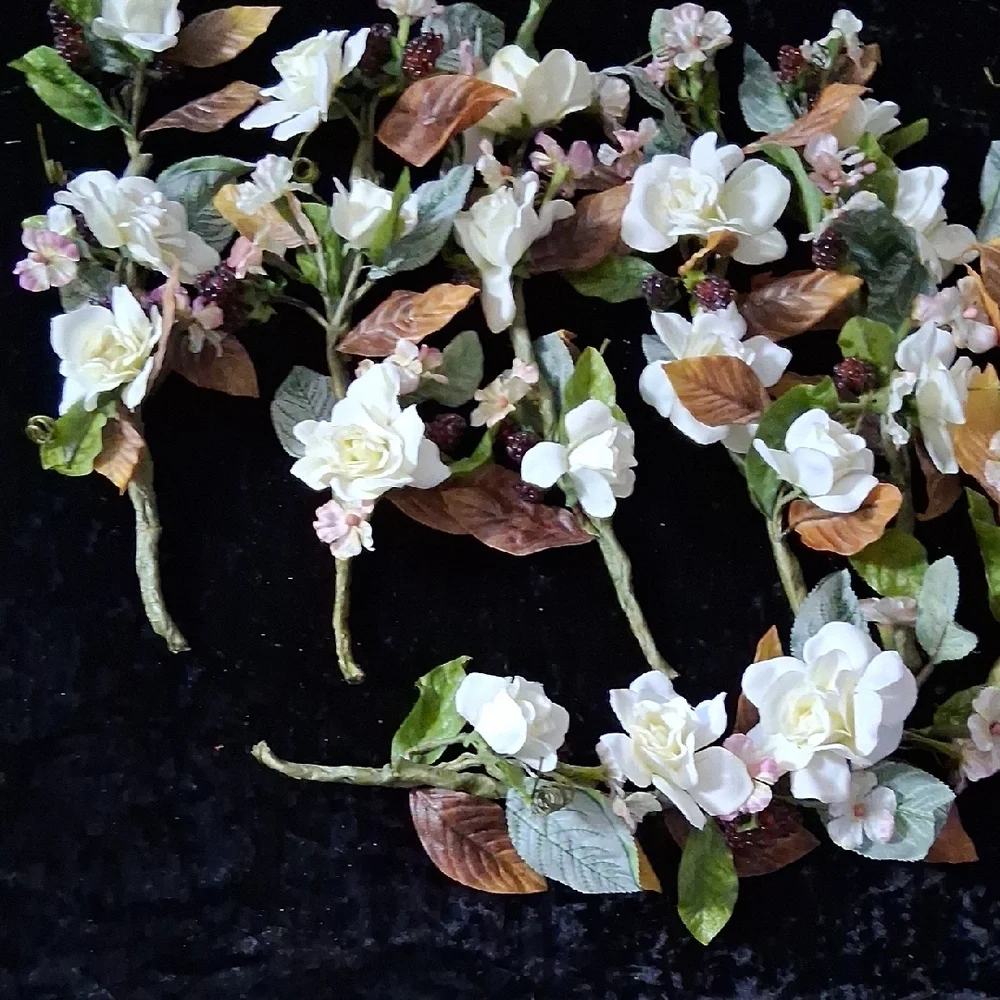 1 Dozen White and Pink Artificial Floral Rustic Garland Strands- Home Accents